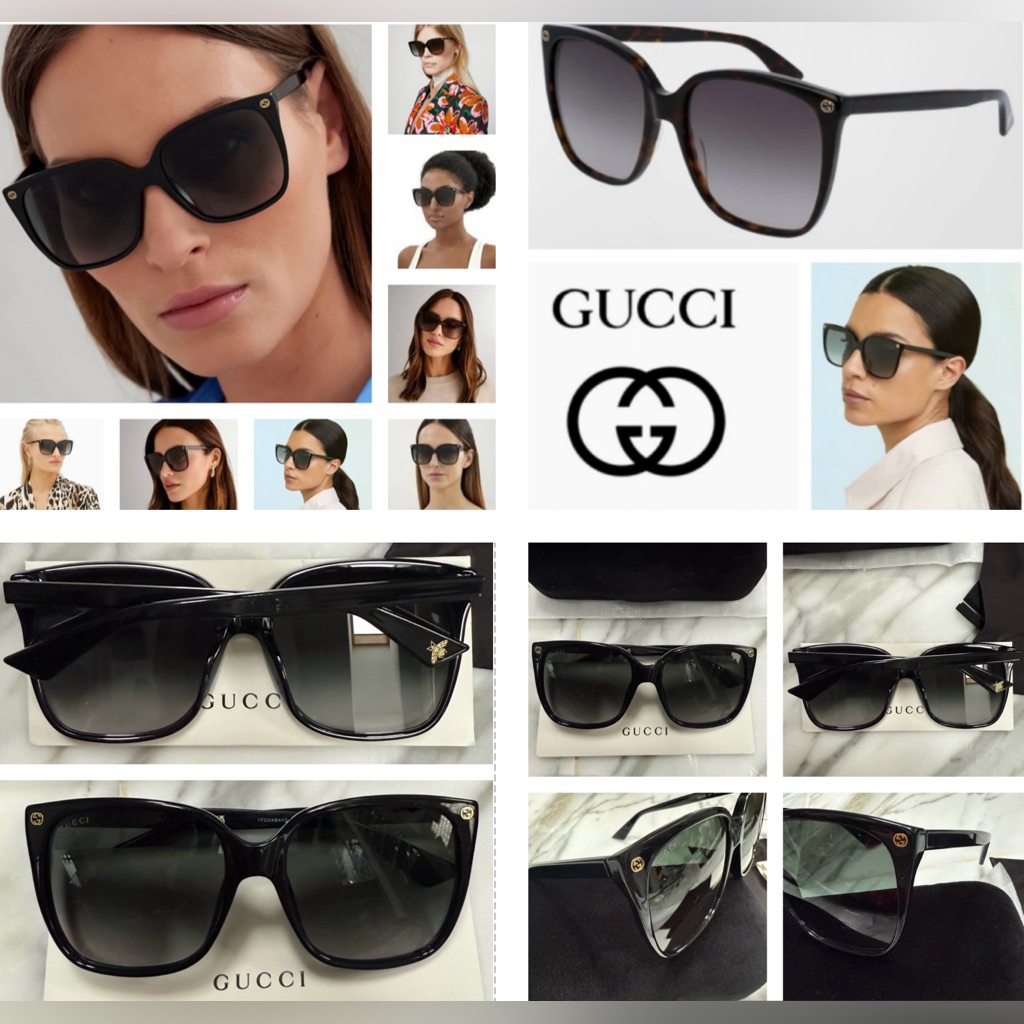 Gucci Classic Iconic Butterfly Black Sunglasses With Understated Gold Logo “Gg”